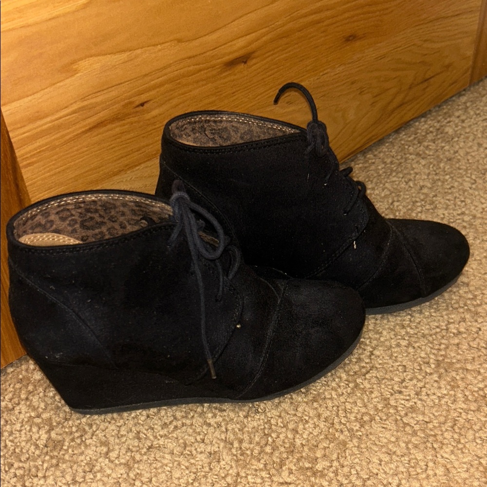 Soda Black Suede Lace-Up Wedge Ankle Boots 2016 Style